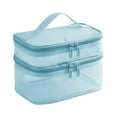 thumbnail image 3 of Makeup Cosmetic Bag Container Waterproof Double Zipper PU TPU for Toiletries Blue, 3 of 8