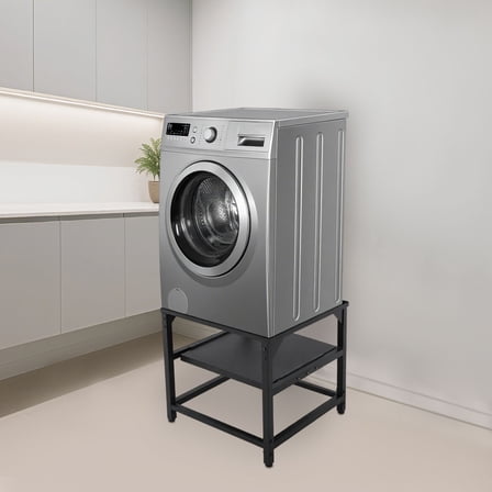 Modern Washing Machine Base Dryer Stand, Washing Machine Base with Shelf Black
