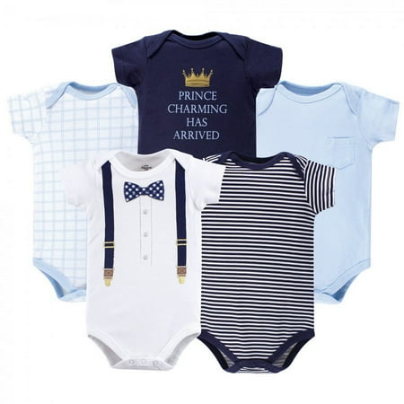 UPC: 0660168719567 | Little Treasure Baby Boy Cotton Bodysuits 5pk  Prince Charming  9-12 Months