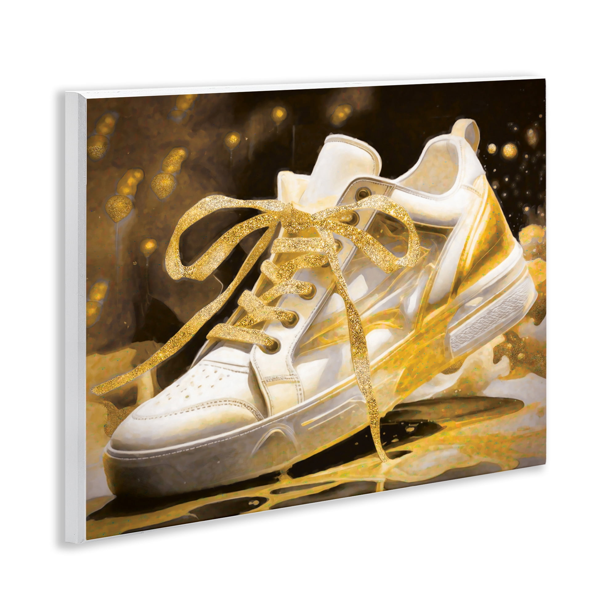 Stupell Industries Splashy Gold Sneaker Wall Plaque Art, design by Grotto Studios