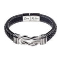 thumbnail image 1 of Para mi hijo y mi nieto: pulsera de cuero trenzado con nudo, unidos para siempre, pulsera tipo esclava para hombre, 1 of 8