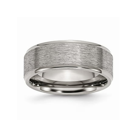- Mens Titanium Ridged Edge 8mm Brushed and Polished Wedding Band Ring Size 13.5