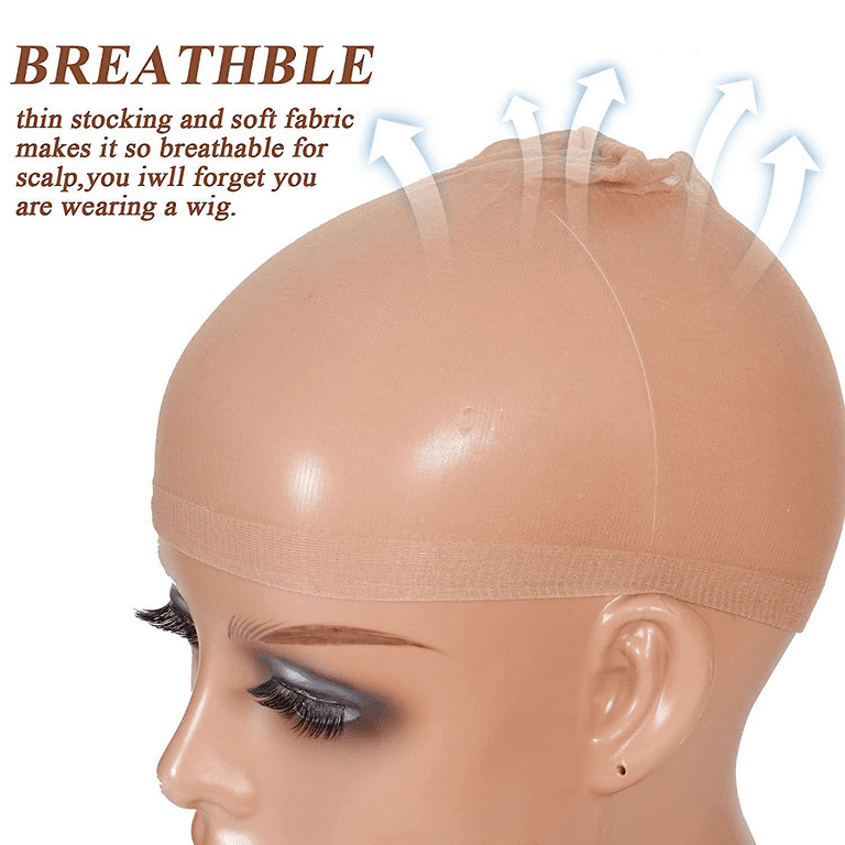 WNG Elastic Nylon Wig Cap, Brown Skin Color Women's Wig Cap, Wig Bald Cap  Storage Care, Wear A Lace Through Net Cap in Front of Wig Net