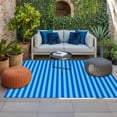 thumbnail image 2 of Violet Striped Outdoor Rug for Patio/Deck/Porch, Non-Slip Large Area Rug 5 x 7 Ft, Geometric Vertical Modern Minimalist Indoor Outdoor Rugs Washable Area Rugs, Reversible Camping Rug Carpet Runner, 2 of 8