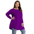 thumbnail image 3 of LARACE Womens Plus Size Tops Long Sleeve Shirts Collared Round Neck Blouses Casual Work Tunic Tops DeepPruple 3X, 3 of 8