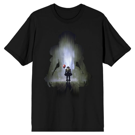 It 2017 Movie Foggy Pennywise Silhouette Men's Black T-shirt-3XL