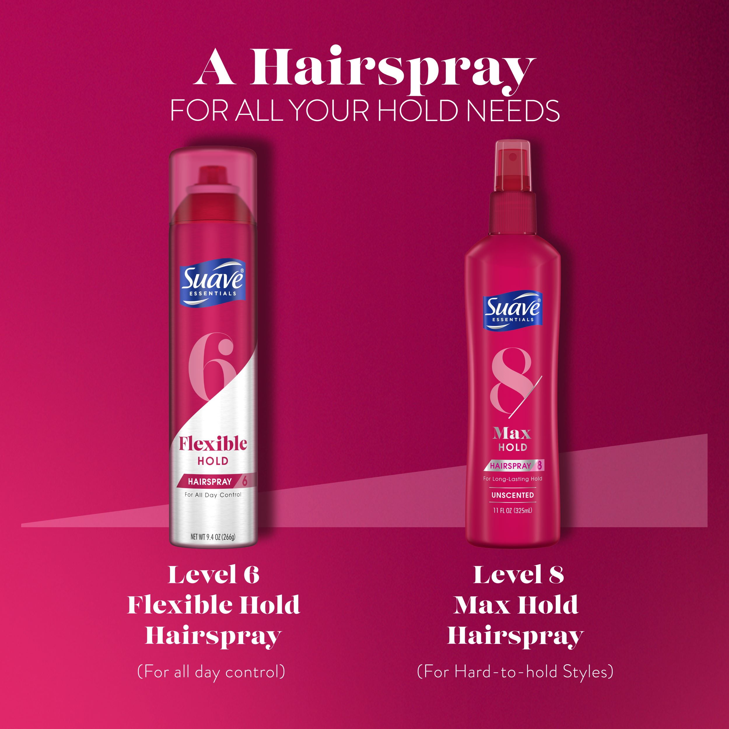 (4 pack) Suave Max Hold Hairspray, Non Aerosol, Long Lasting Hold & Control, Unscented, 11 oz