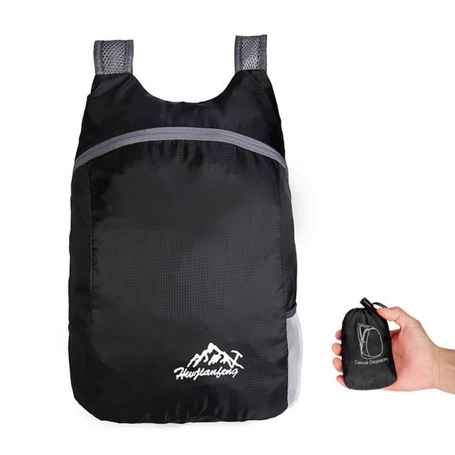 Durable Lightweight Packable Backpack For Men Women Knapsack Unisex Black Foldable 20L Folding Small Hiking Rucksack