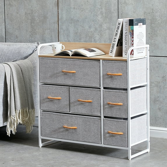 Wide Chest of Drawers, Drawer Dresser Storage Organizer Closet Shelves, Sturdy Steel Frame Shelf Top for Landing, Bedroom and Hallway