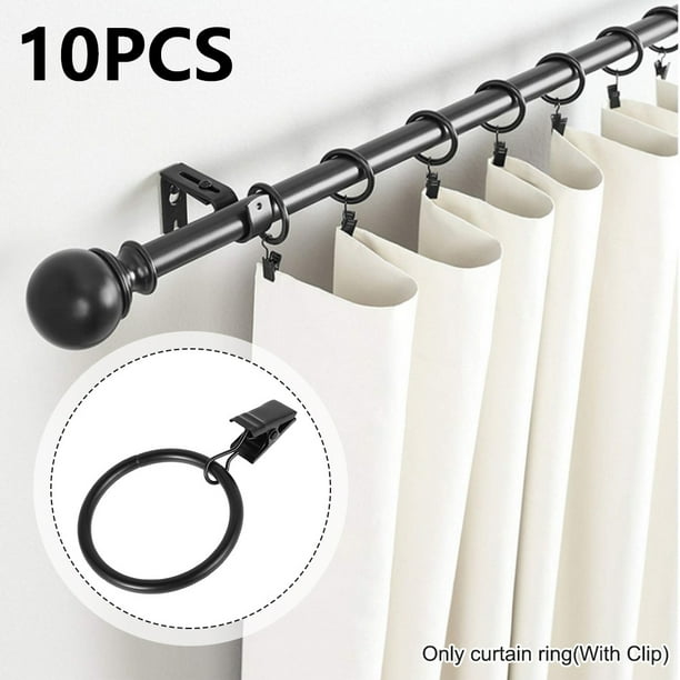Hotbest 10 Pcs Black Curtain Rings With Clips 1 26 Inch Dry Curtains Hooks Clip Ring Perfect For Decor Ds Bows Caps Etc Fits Up To Rod Com Curtains Hooks Dry Clip With Ring, Clip Curtain Rings Large