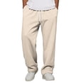 thumbnail image 5 of KLHDSF Men's Baggy Bootcut Sweatpants Wide Leg Flared Stretch Elastic Waist Drawstring Cotton Lounge Workout Casual Pants Beige L, 5 of 8