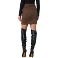 thumbnail image 3 of INSPIRE CHIC Women's Skirt Faux Suede High Waist Casual Belted Pencil Skirts S Dark Brown, 3 of 6