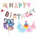 thumbnail image 1 of 100PCS Latex Balloon Decorative Party Balloon with Birthday Banner & 5 Cone Hat, 1 of 6