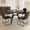 G-BLACK4, variant on 43.3'' to 59'' Extendable Round Modern Kitchen Dining Table Set, Mid-Century Dining Table Set For 4-6 Personal with Carbon Steel Legs