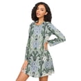 thumbnail image 3 of FORMRS Womens Long Sleeve Nightgowns Crew Neck Sleep Shirt Soft Pajamas Sizes S-3XL, Blue Blossom, 3 of 8