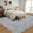 thumbnail image 4 of Garvee 4'x6' Scalloped Rug Farmhouse Braided Print Carpet, Washable Rug Soft Non Slip Low Pile Rug Indoor Neutral Carpet for Living Room Bedroom Dining Room, Gray, 4 of 8