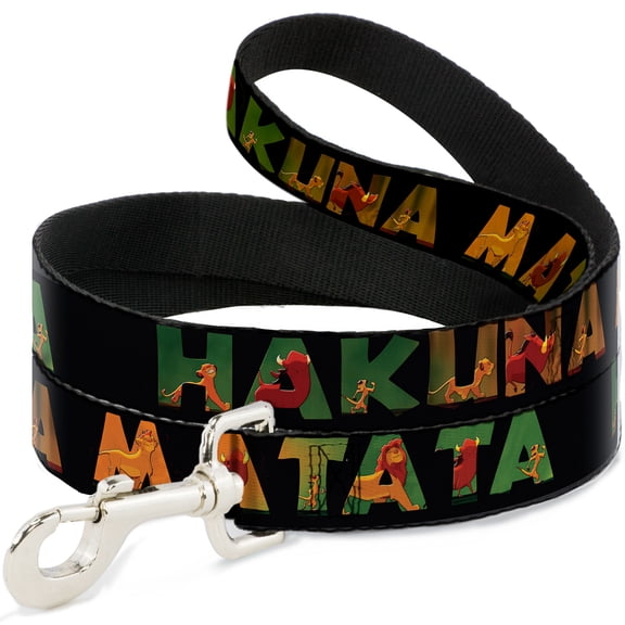 Disney Pet Leash, Dog Leash, Hakuna Matata Black Lion King Scenes, 6 Feet Long 0.5 Inch Wide