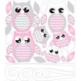 thumbnail image 2 of pink owl wall decals stickers owl children's nursery wall decor (grey and pink owl wall decals), 2 of 2