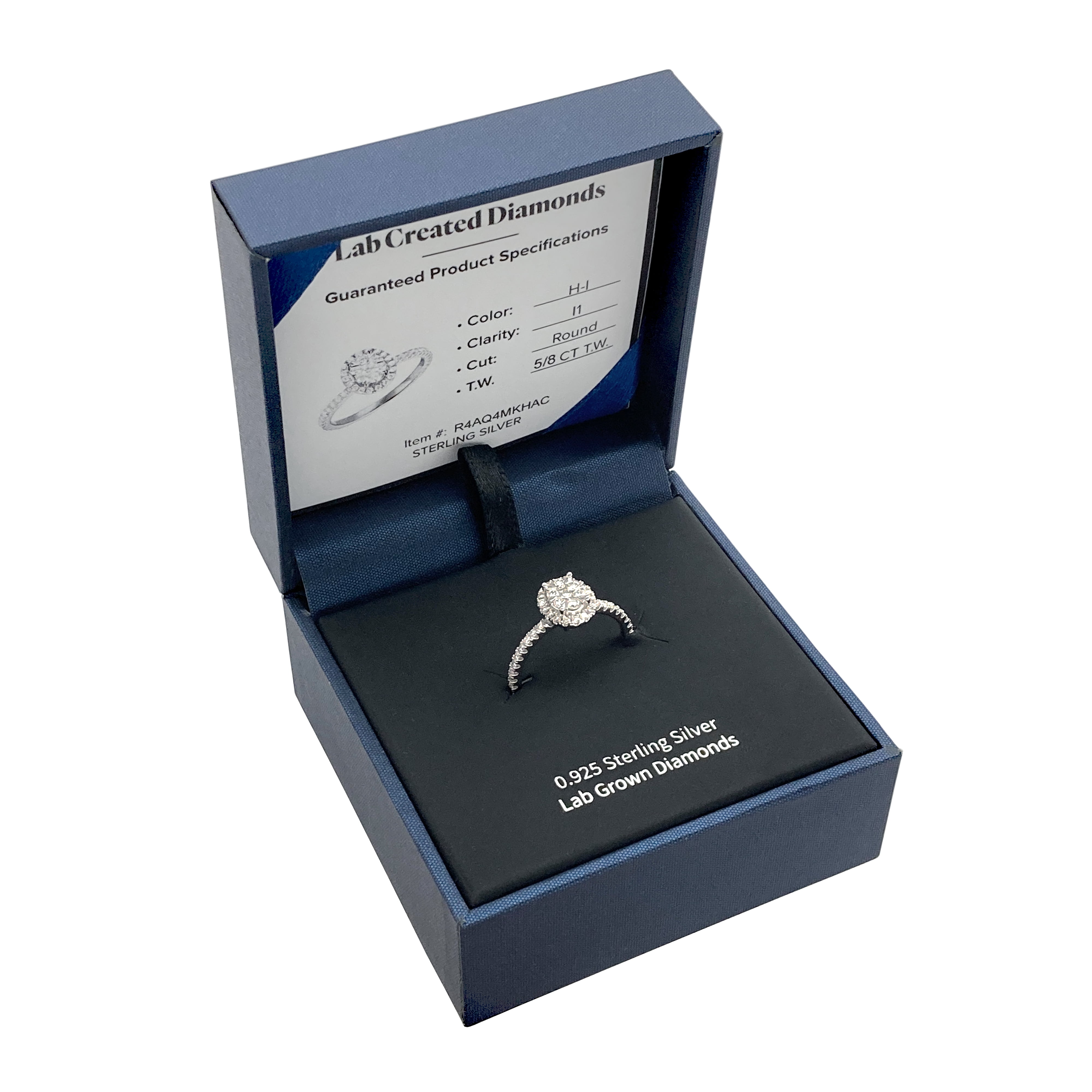 Forever Facets 5/8 CT TW Lab Grown Diamond Oval-Shape Ring in Sterling Silver, Adult Female