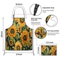 thumbnail image 3 of Dark Green Sunflower Pattern Apron-Garden Aprons for Women with Pockets-Cotton Linen Waterproof Kitchen Cooking Gardening Aprons Adjustable for Kitchen,Cooking,BBQ and Salon 33x27 Inch, 3 of 7