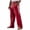 Red, variant on Mens Sweatpants with Pockets Lightweight Cotton Linen Wide Leg Pants Drawstring Elastic Waist Colorblock Casual Pant (XL, Red)