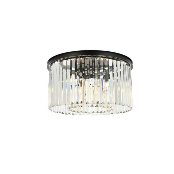 Sydney 8 light Matte Black Flush Mount Clear Royal Cut Crystal