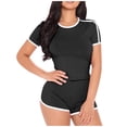 thumbnail image 2 of Tejiojio Active Women's Summer Clearance Two-piece Sets Women Solid Short Sleeves Tops Sports Shorts Sweatpants Sweatsuit, 2 of 6