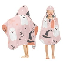 Yayeee Kids Hooded Towels Toddler Soft Absorbent Beach Bathing Wrap 50" x 23.5", Pink Halloween Ghosts
