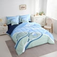 thumbnail image 3 of Feelyou Sports Lover Teens Bedding Comforter Set 7pcs, Eat Sleep Tennis Repeat King Bedding Sets, Kawaii Blue Cartoon Reversible Bed Sheets, Lightweight Room Decor, 3 of 8