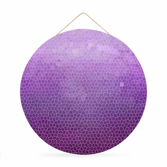 Welcome Sign for Front Door, Purple Ombre Round Metal Wall Art Wreaths, Geometric Stained Glass Outdoor Indoor Wall Hanging Sign for Porch Decor Housewarming Gifts 11.8 Inch