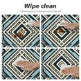 thumbnail image 4 of PIKWEEK Blue Beige Geometric Round Tablecloth Fitted Table Cover, Elastic Tablecloths Waterproof Outdoor Indoor Stretch Cloth Tablecover for Dinner, Party, Shower, Modern Abstract Creative Leaves, 4 of 7