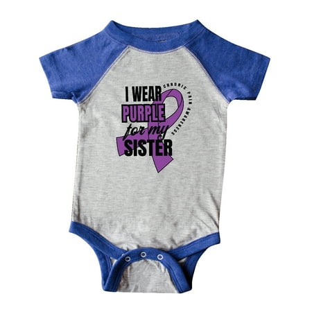 

Inktastic Chronic Pain I Wear Purple For My Sister Gift Baby Boy or Baby Girl Bodysuit