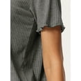 thumbnail image 5 of DARING DIVA Women's Ribbed Knit Round Neck Short Sleeve Pajamas Set M Dark Grey, 5 of 7