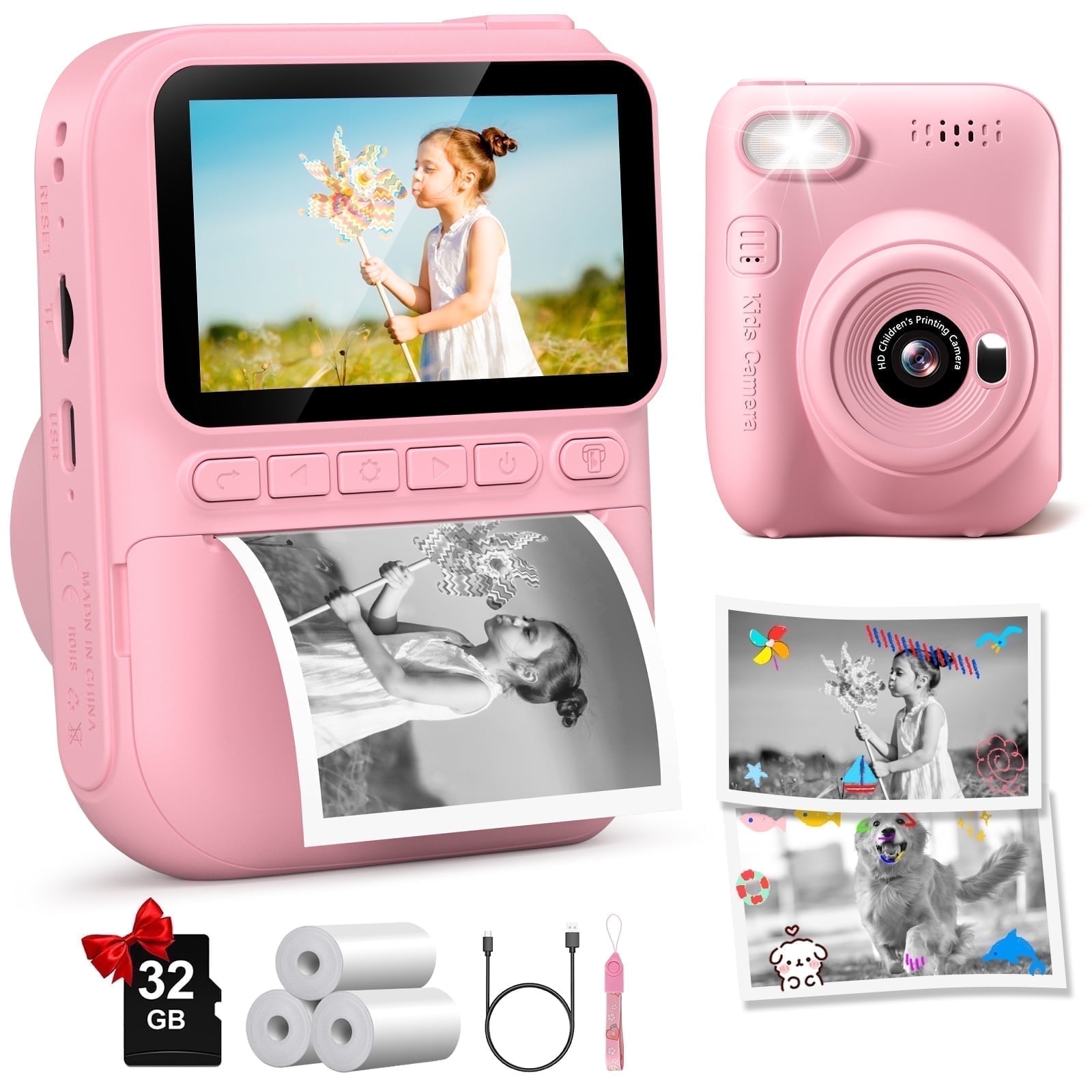 Gofunly Instant Print Camera for Kids, 1080P HD Digital Video Instant Camera for Boys & Girls 3-12 Years Birthday Gifts, with 32GB Card and Printing Paper
