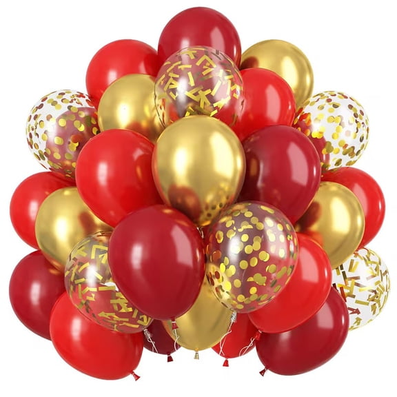 32pcs Dark Red and Metallic Gold Balloon Set for Christmas, New Year, Valentine's Day, and Festival Celebrations