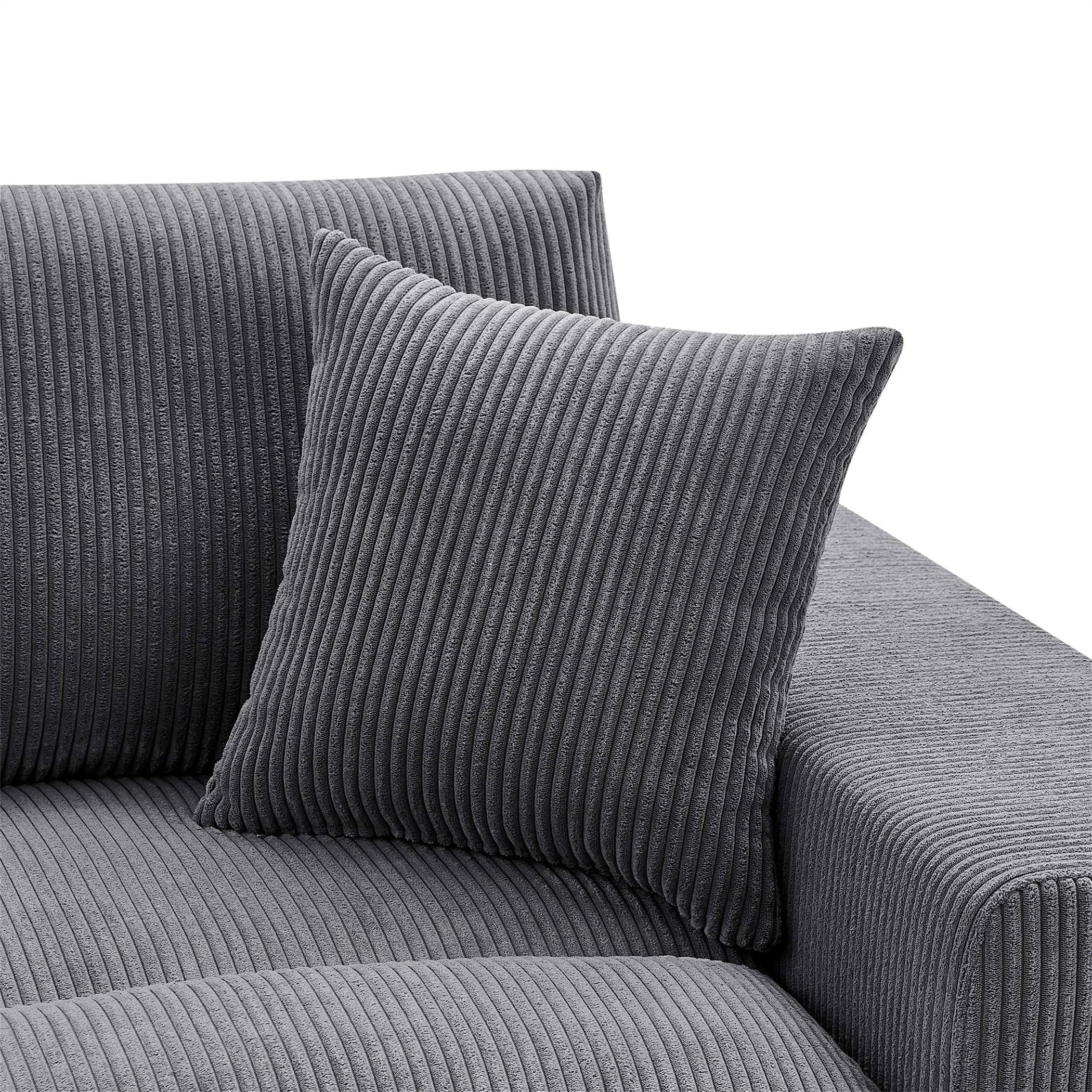 Aukfa 135" Oversized U shape Sectional Couch Modular Sofa for Living Room, 2 Ottoman&Pillows, 25" Deep Seat, Corduroy, Dark Gray