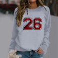 thumbnail image 2 of Chandail en Molleton Col Rond Femme Basique Automne Chandail-Over avec Imprimé Lettre Col Rond Superposition Confort Gris P, 2 of 7