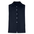 thumbnail image 6 of QIUOMBBP Sleeveless Linen Shirts for Men Summer Loose Button Down Tees Casual Breathable Hawaiian Vacation Tshirts Navy S, 6 of 7