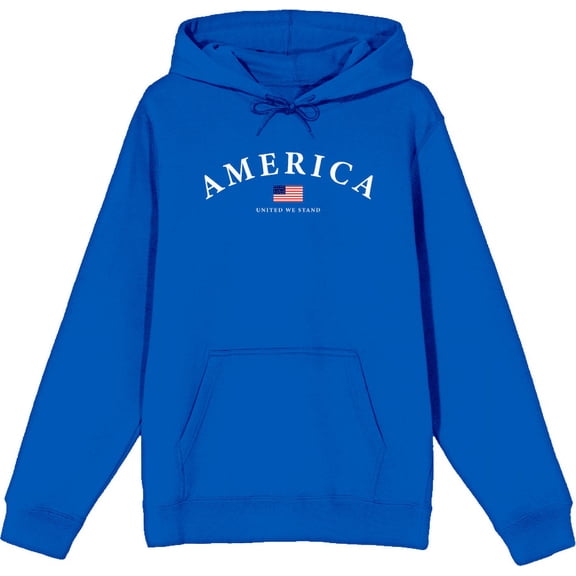 Americana American Flag Blue Adult Long Sleeve Hoodie-Medium