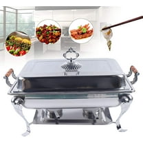 DENEST 8 Quart Stainless Steel Chafer Chafing Dish Buffet Set Food Pan Fuel Holder Silver Buffet Servers and Warmers for Party Catering