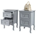 thumbnail image 2 of Ktaxon Nightstand, Bedside Table with 2 Storage Drawers, End Side for Bedroom, Country Style Set of 2,Gray, 2 of 13