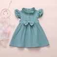 thumbnail image 2 of Girls Casual Solid Dress with Ruffled Bow Detail and Skirt for Toddler Kids Baby Clothes, 2 of 4