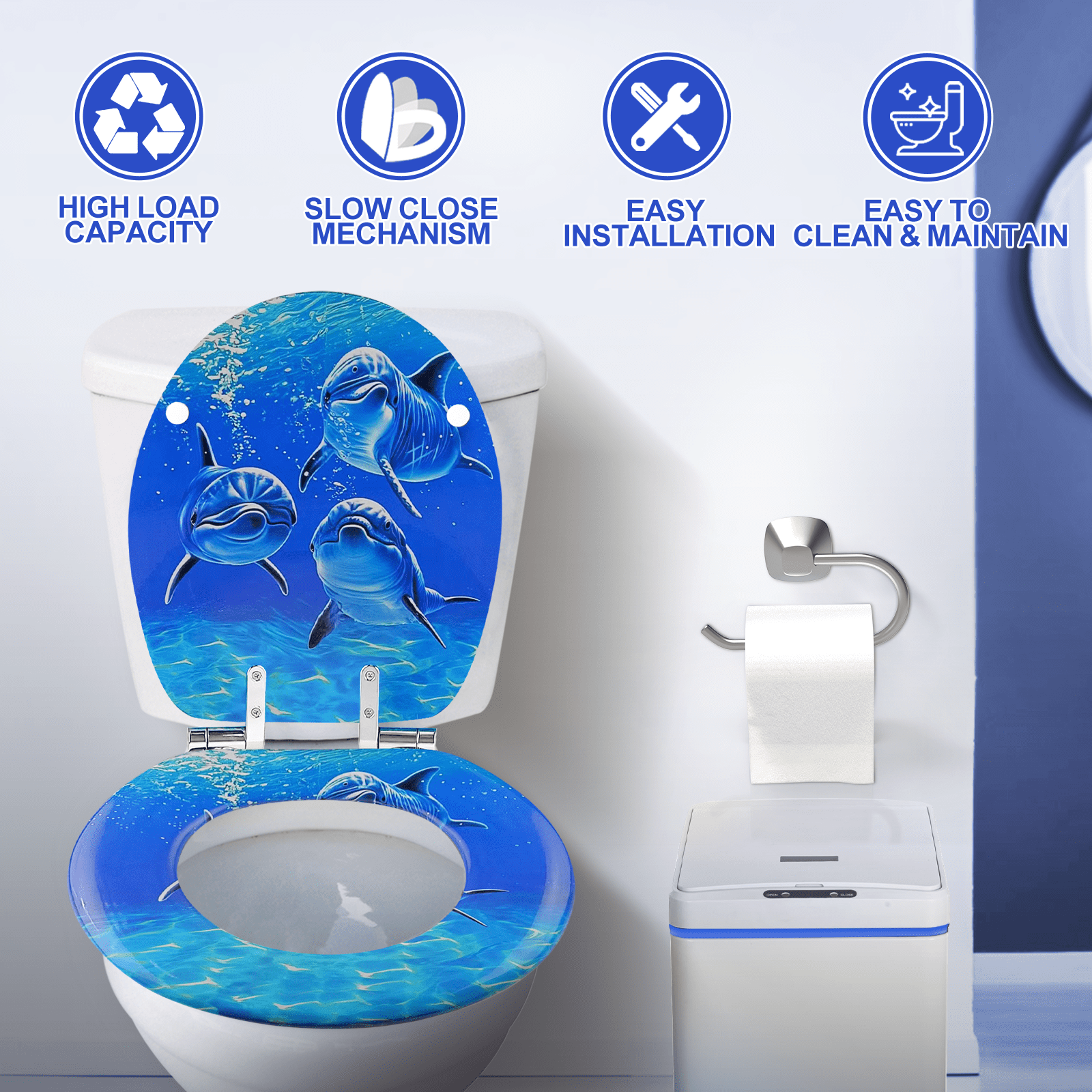 Nastarki Elongated Toilet Seat, Slow Close Wood Toilet Seats, Wooden Toilet Seats with Strong Alloy Hinges