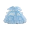 thumbnail image 2 of ZHOGXU Kids Girls Summer Dress Sleeveless Round Neck Solid Color Glitter Sequin Comfortable Fashion Mesh Tutu Dresses For Party,Sky Blue,4-5 Years, 2 of 3