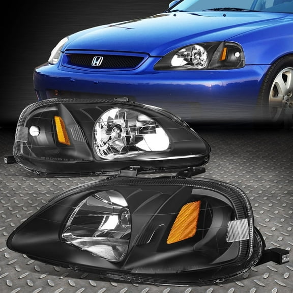 NUVISION for 99-00 Honda Civic EJ EM EK Black Housing Amber Corner Headlight Signal Lamps