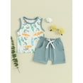 thumbnail image 3 of Musuos Toddler Baby Boy 2 Piece Summer Outfits 6M 12M 18M 24M 3Y Sea Animal Print Sleeveless Tank Tops and Elastic Shorts Set, 3 of 9