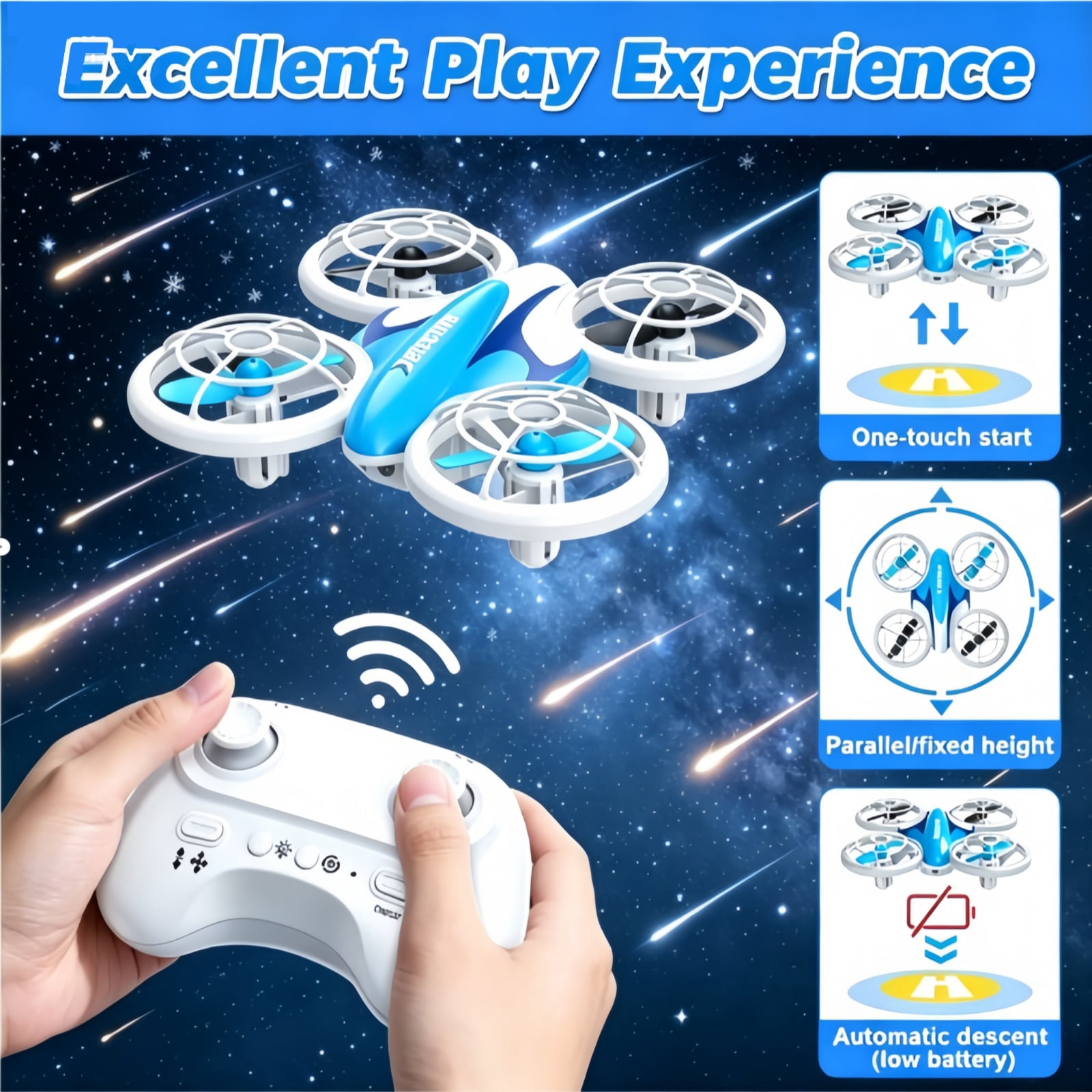 Mini Drone for Kids and Beginners with LED & Altitude Hold, RC Drone with Propeller Protection, 360°Flips, 3 Speed Mode, Indoor Outdoor Mini Quadcopter Toy Birthday Gift for Boys Girls