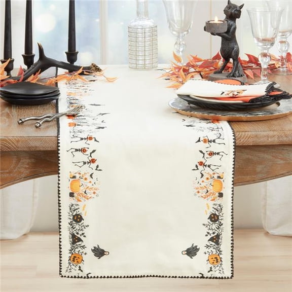 Saro Lifestyle 3616.BK1672B 16 x 72 in. Oblong Halloween Town Table Runner, Black