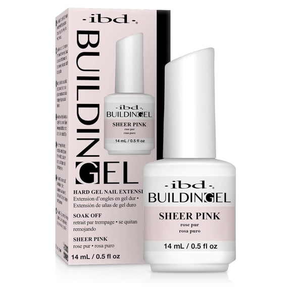 IBD Hard Building Gel for Nail Extensions with Soak-Off Removal Formula, Gel Builder Sheer Pink, 0.5 oz
