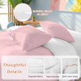 thumbnail image 3 of Pink Bedding 3 Piece Duvet Cover Set Twin Size, Farmhouse Pink Decor Soft Microfiber Comforter Cover with Zipper Closure & Pillowcases, Wrinkle & FadeResistant Quilt Cover, 3 of 9